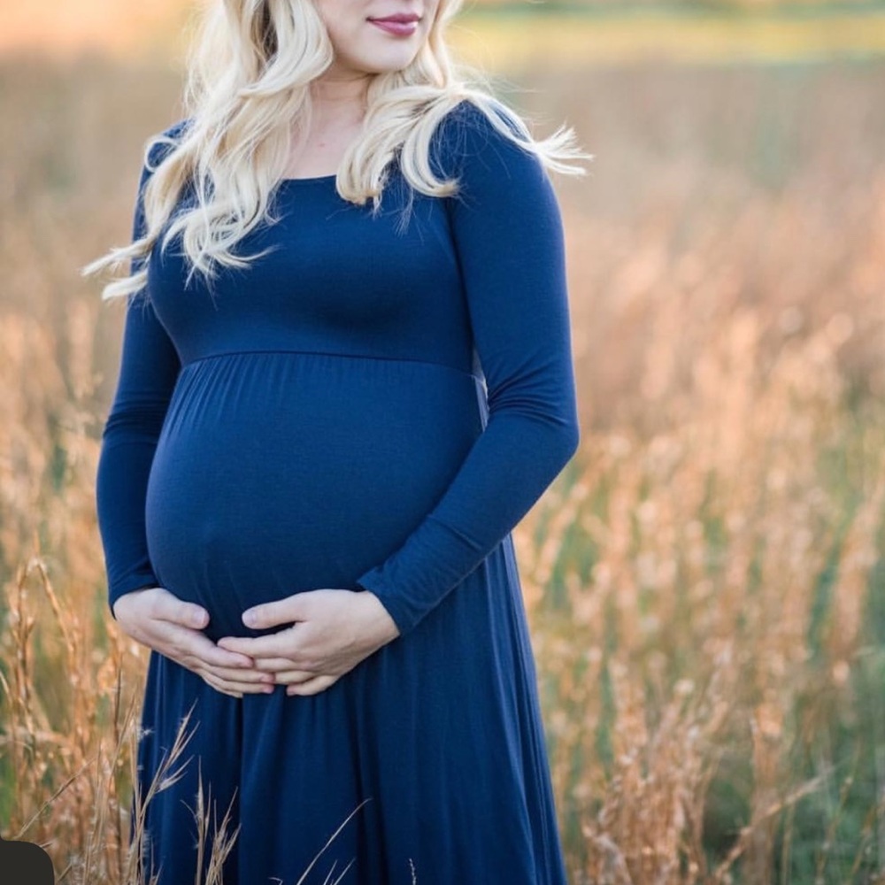 Elegant Blue Maternity Dress